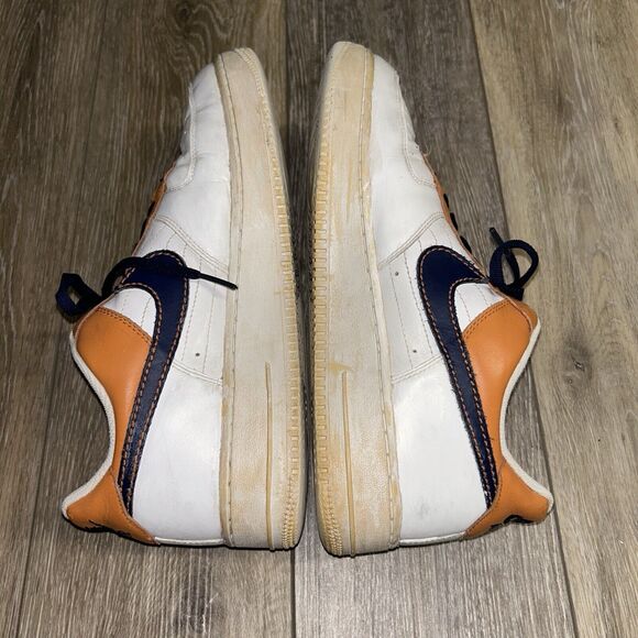 Nike Air Force 1s Mens US Size 9.5 Low White Orange Blue AF1 82 317295-841 Shoes - Picture 9 of 11